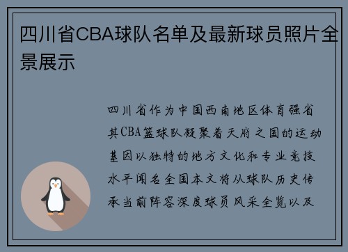 四川省CBA球队名单及最新球员照片全景展示